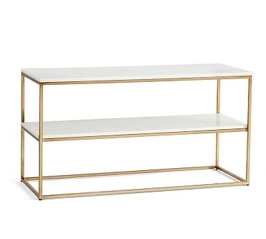 Delaney 42" Marble Media Console, Antique Brass - Image 0