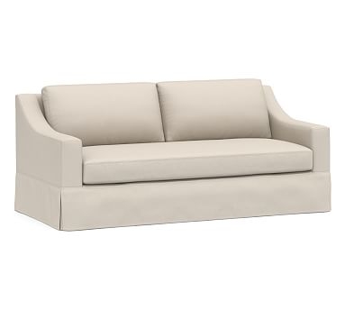 York Slope Arm Slipcovered Sofa 81" 2x1, Down Blend Wrapped Cushions, Performance Brushed Basketweave Oatmeal - Image 0