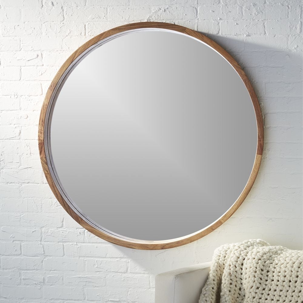 acacia wood 40" mirror - Image 0