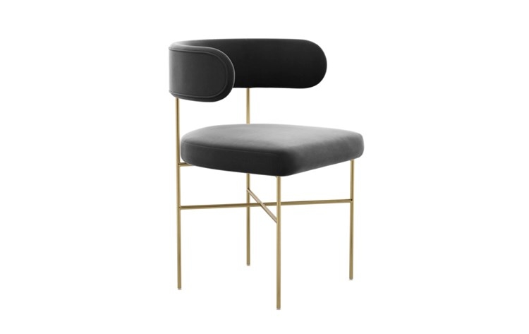 Audrey Dining Chair with Narwhal Fabric and Matte Brass legs - Image 1