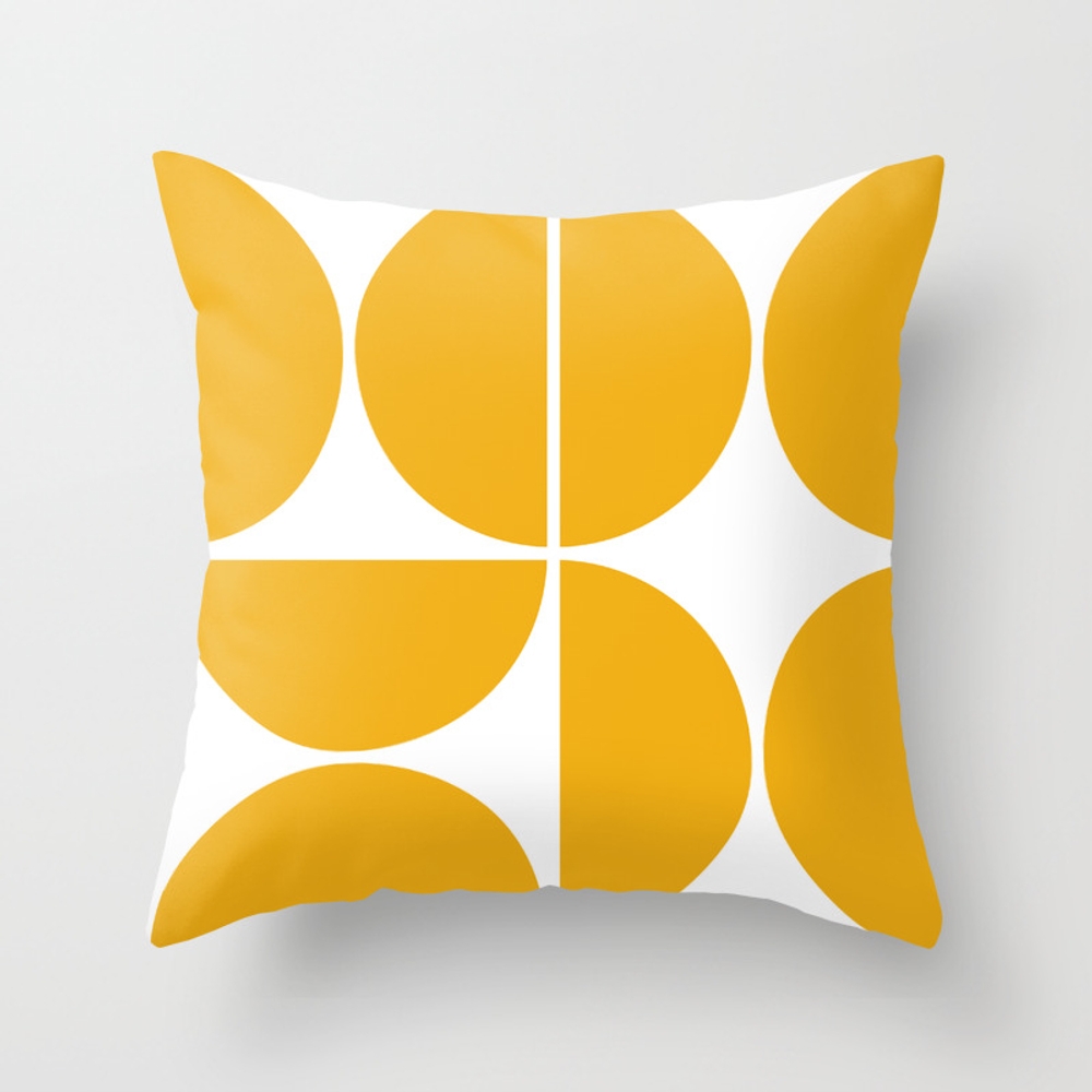 Mid Century Modern Yellow Square Throw Pillow by The Old Art Studio - Cover (20" x 20") With Pillow Insert - Outdoor Pillow - Image 0