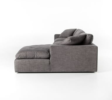 Milo Upholstered Right Arm Sofa with Chaise Sectional, Down Blend Wrapped Cushions, Brushed Crossweave Light Gray - Image 3