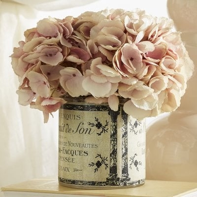 Hydrangea Floral Arrangement in a French Label Pot - Image 0