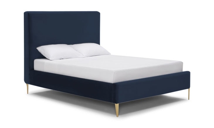Blue Oliff Mid Century Modern Bed - Bentley Indigo - Queen - Image 0