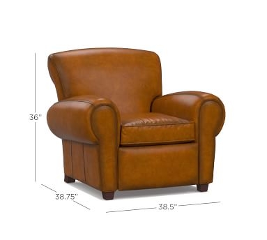 Manhattan Leather Recliner without Nailheads, Polyester Wrapped Cushions, Vintage Cocoa - Image 1