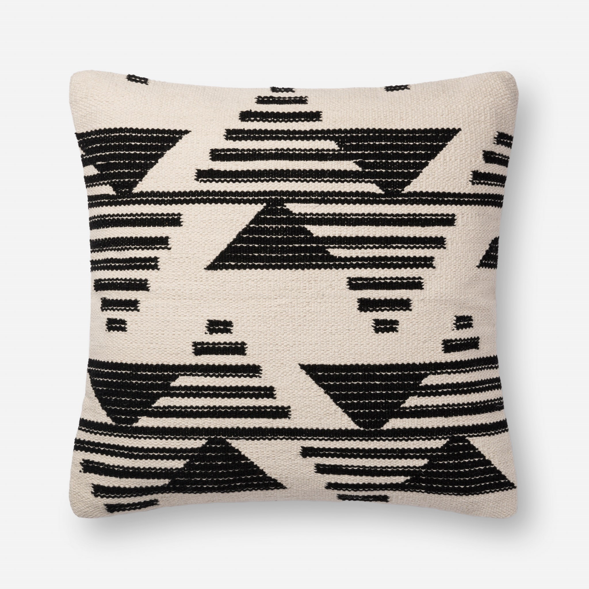 Geometric Linear Throw Pillow, 22" x 22", Black & White - Image 0