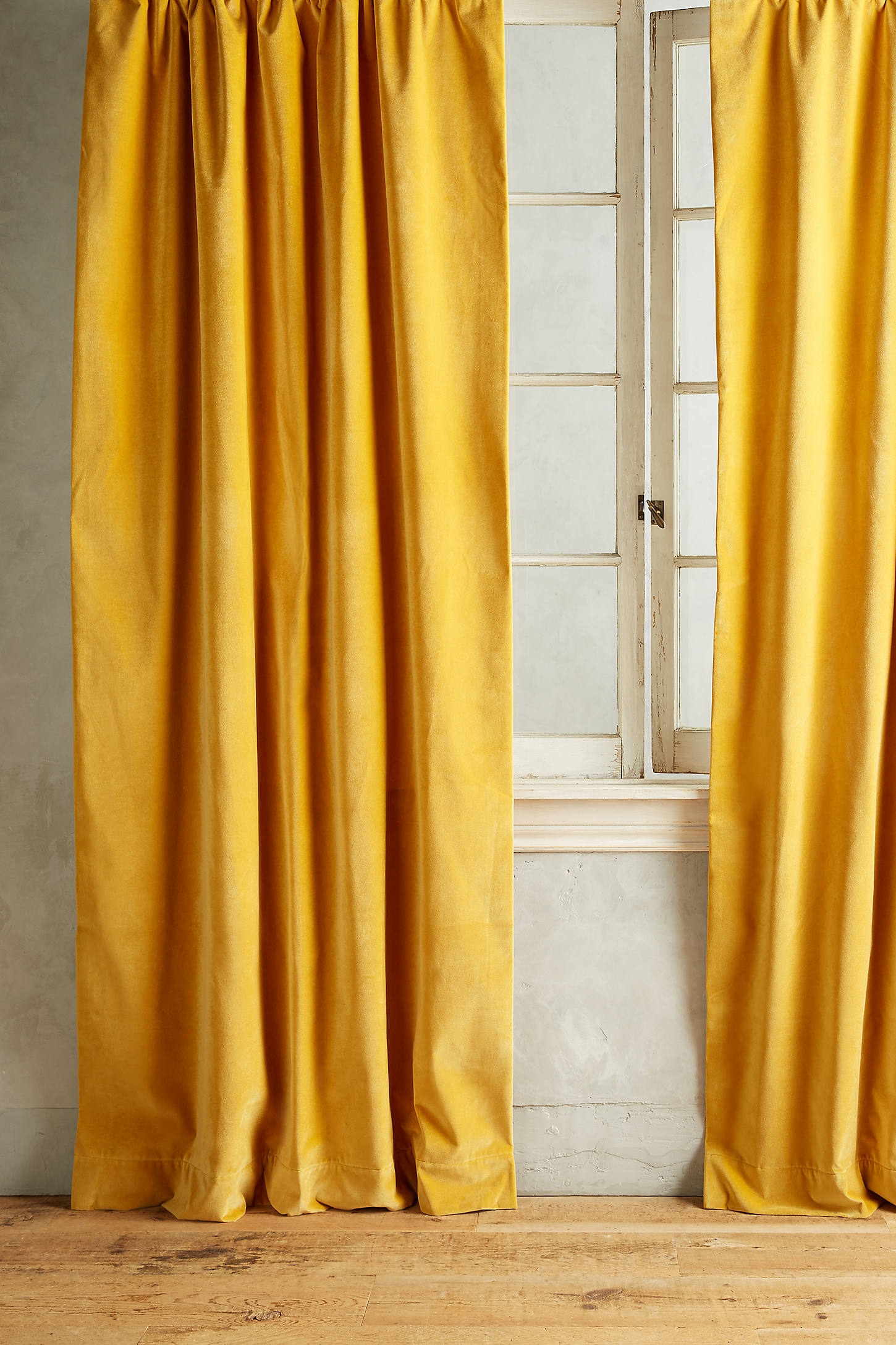 Matte Velvet Curtain By Anthropologie in Gold Size 50" X 96" - Image 0