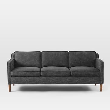 Hamilton Upholstered 81" Sofa, Heathered Tweed, Charcoal - Image 0