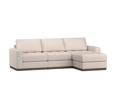 Axis Upholstered 4-Piece Sofa with Reversible Chaise Sectional, Polyester Wrapped Cushions, Premium Performance Basketweave Pebble - Image 0