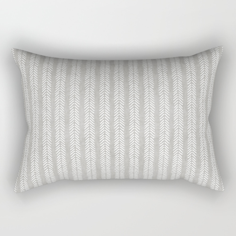 Mud Cloth - Grey Arrowheads Rectangular Pillow - Small (17" x 12") - Image 0