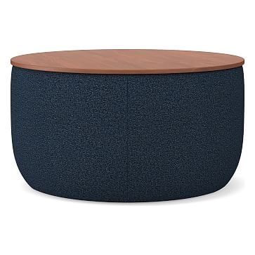 Upholstered Storage Base Ottoman - Large, Poly, Chenille Tweed, Nightshade, Dark Mineral - Image 0