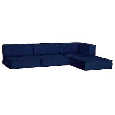 Cushy Lounge Super Sectional Set, Navy Faux-Suede, QS UPS - Image 0