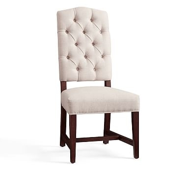 Ashton Tufted Side Chair, Performance Heathered Tweed, Ivory - Image 3