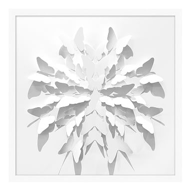 Folded Butterfly Framed Art, white, 25"x25" - Image 0