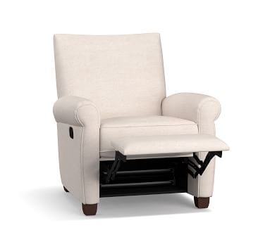 Grayson Roll Arm Upholstered Recliner, Polyester Wrapped Cushions, Basketweave Slub Ivory - Image 3