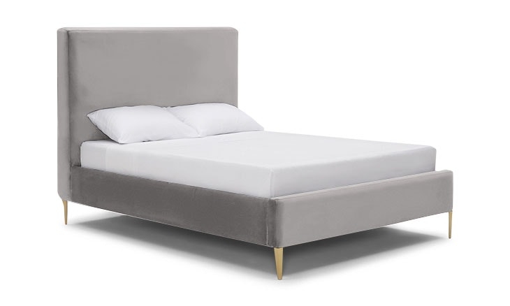 Gray Oliff Mid Century Modern Bed - Taylor Felt Grey - Queen - Image 0