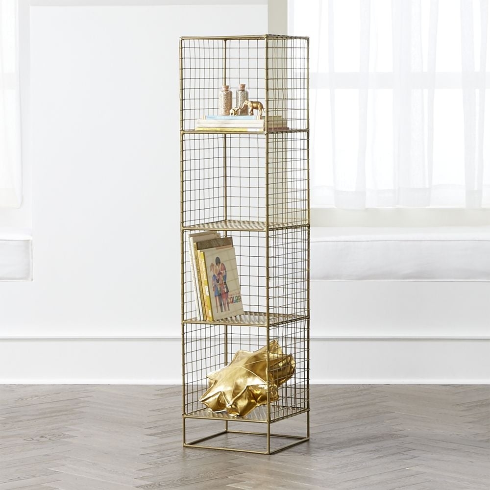 On the Grid Gold 4-Cube Narrow Bookcase - Image 0