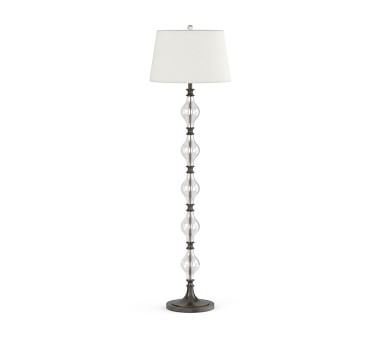 Marston Crystal Floor Lamp &amp; Large Tapered Gallery Shade, White - Image 4