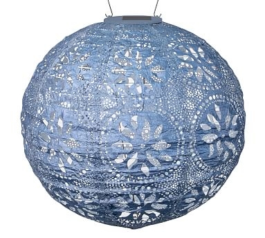 Soji Stella Boho Globe Solar Outdoor Lantern, Sky Blue Metallic - 12'' - Image 2