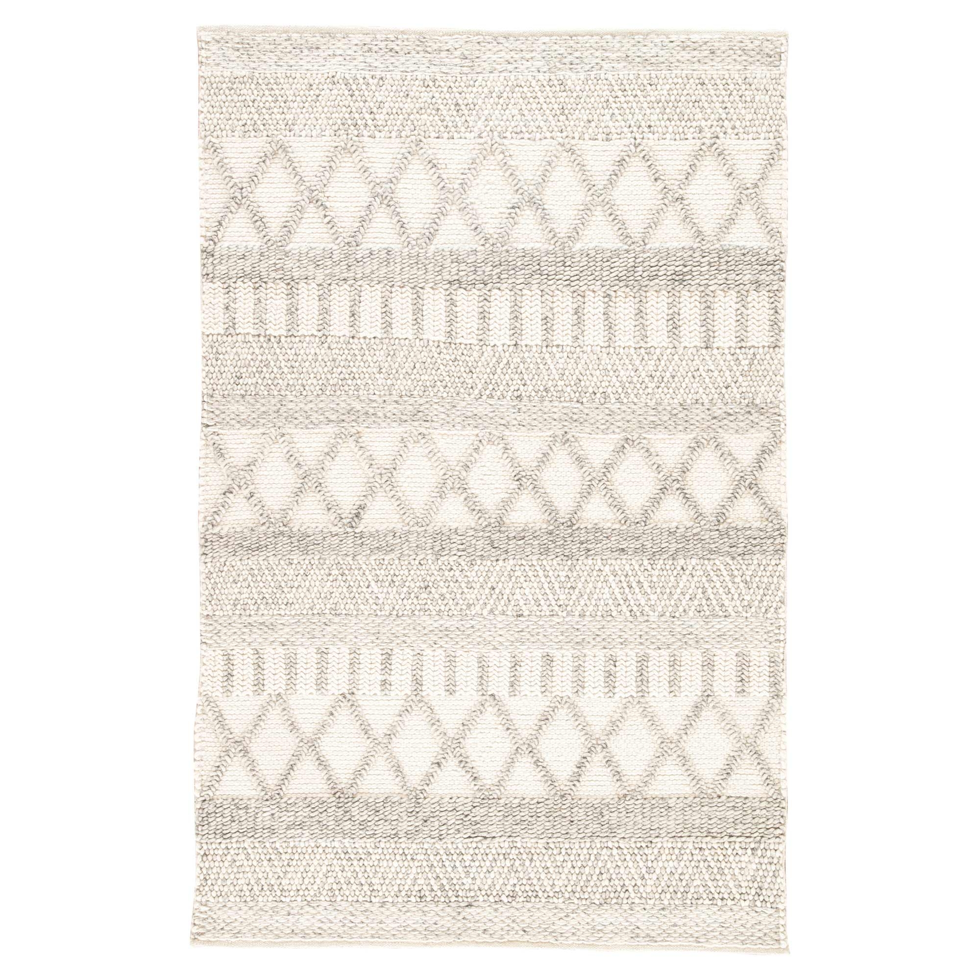 Louis Modern Ivory Grey Wool Stripe Pattern Rug - 8' x 10' - Image 0