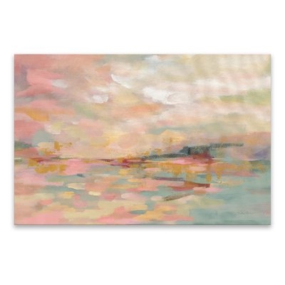 'Pink Waves' Acrylic Painting Print on Canvas - Image 0