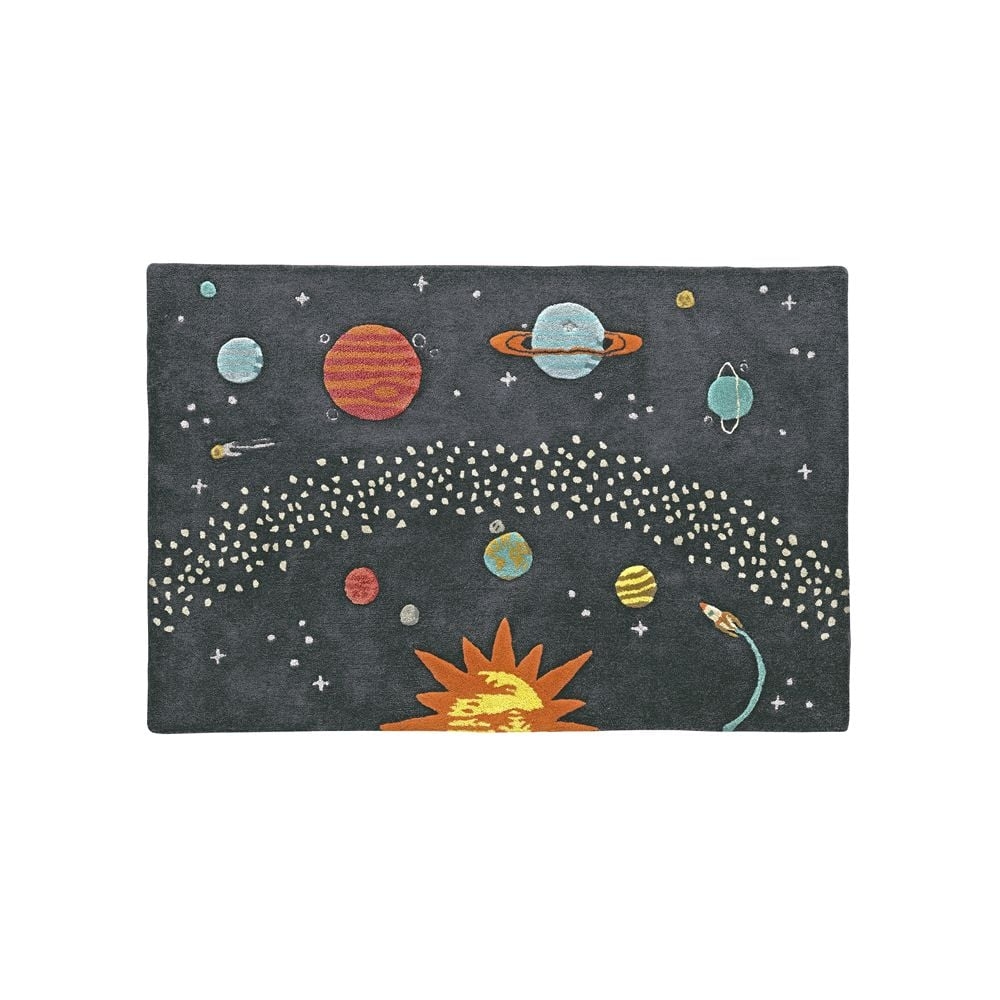 Dark Blue Outer Space Kids Rug 4x6 - Image 0