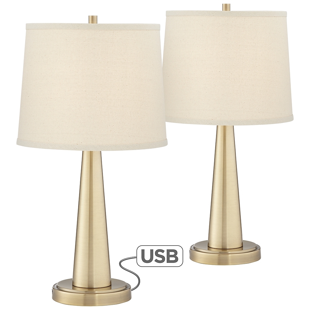 Karla Brass USB Table Lamps Set of 2 - Image 0