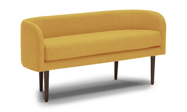 Yellow Elsie Mid Century Modern Bench - Taylor Golden - Coffee Bean - Image 1