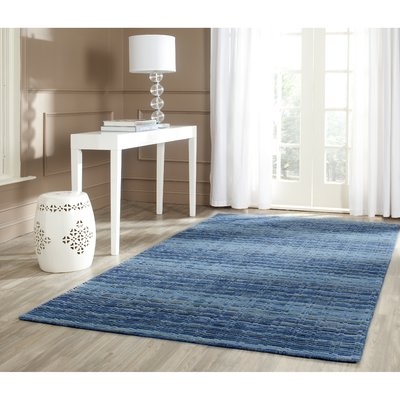 Sherri Hand-Woven Wool Blue Area Rug - Image 0