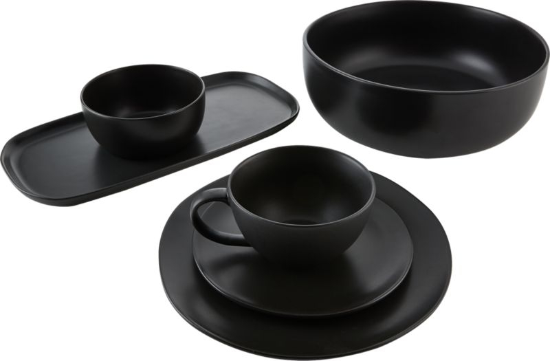 Crisp Matte 4-Piece Black Dinnerware Set - Image 5