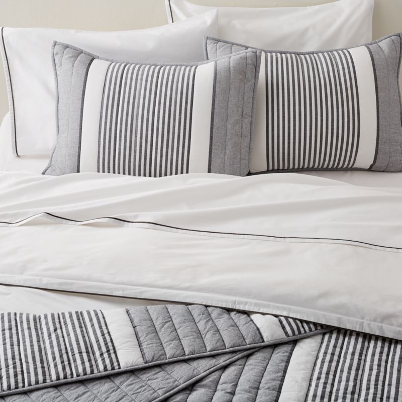 Lauro Full/Queen Grey Striped Quilt - Image 1