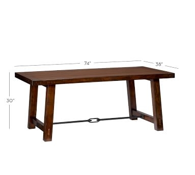Benchwright Dining Table, 74 x 38" Rustic Mahogany stain - Image 3