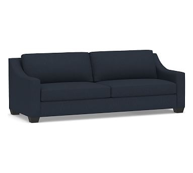 York Slope Arm Upholstered Grand Sofa 95.5", Down Blend Wrapped Cushions, Performance Brushed Basketweave Indigo - Image 0