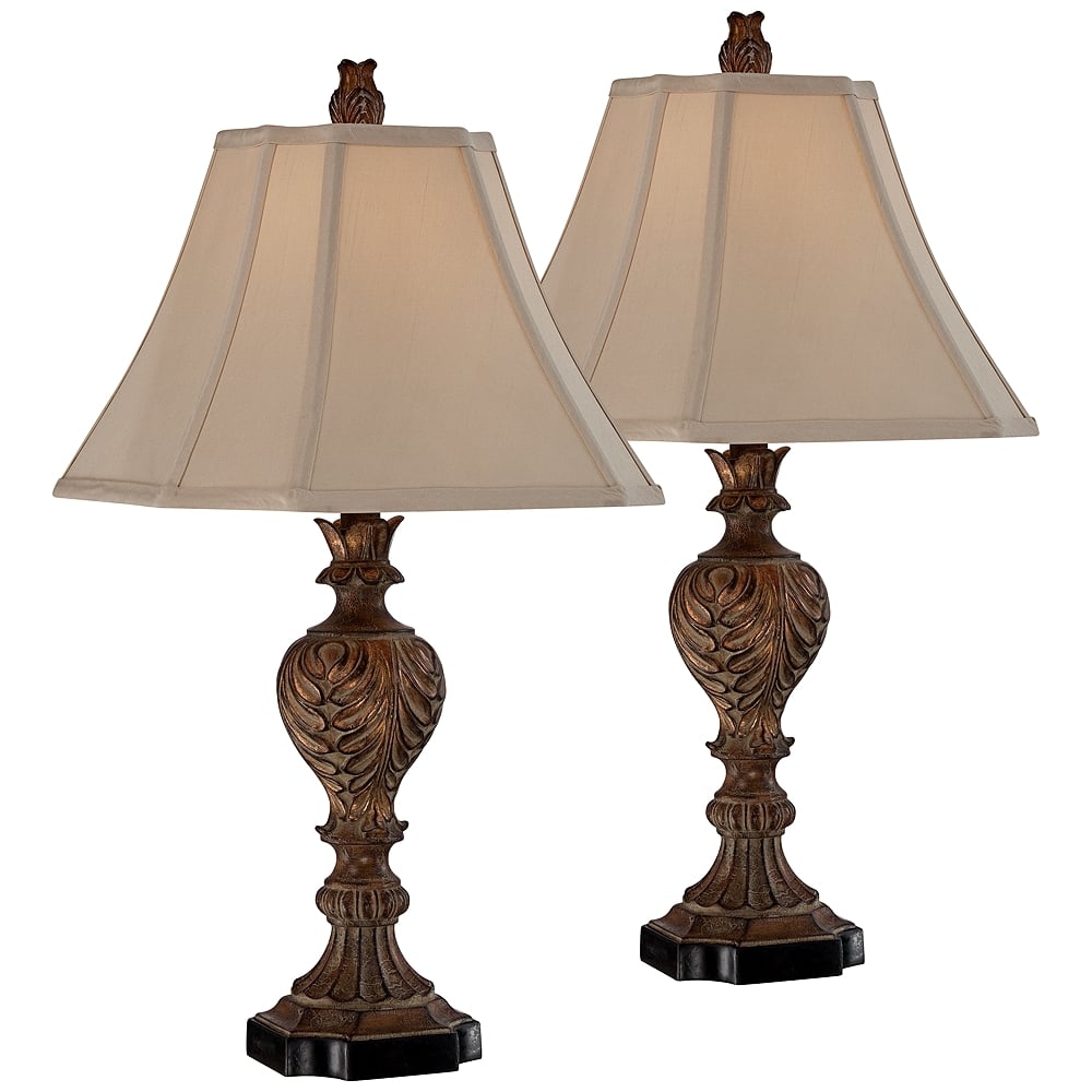 Regency Hill Regio 25 1/2" Carved Faux Wood Traditional Lamps Set of 2 - Image 0