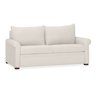 PB Deluxe Upholstered Sleeper Sofa, Polyester Wrapped Cushions, Performance Brushed Basketweave Indigo - Image 4