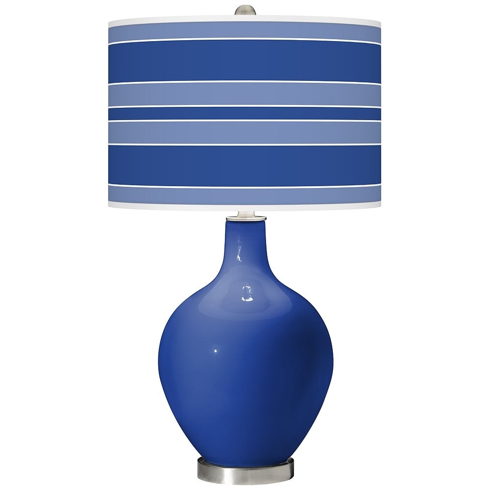 Color Plus Ovo 28 1/2" High Bold Stripe Shade Dazzling Blue Table Lamp - Image 0