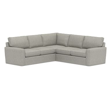 Pearce Square Arm Slipcovered 2-Piece L-Shaped Sectional, Down Blend Wrapped Cushions, Premium Performance Basketweave Light Gray - Image 0