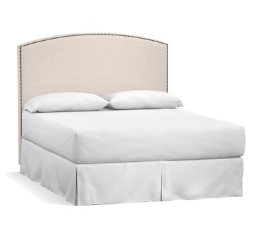 Fillmore Upholstered Curved Headboard with Bronze Nailheads, Queen, Brushed Crossweave Natural - Image 3