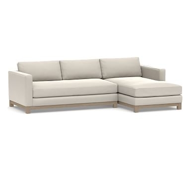 Jake Upholstered Left Arm 2-Piece Sectional with Chaise with Wood Legs, Polyester Wrapped Cushions, Performance Everydaysuede(TM) Stone - Image 0