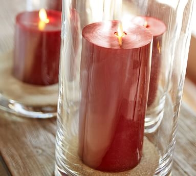 Premium Flickering Flameless Wax Pillar Candle, 4"x4.5" - Red - Image 1