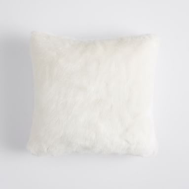 Ivory Ice Faux-Fur Pillow Cover, 18X18 - Image 0