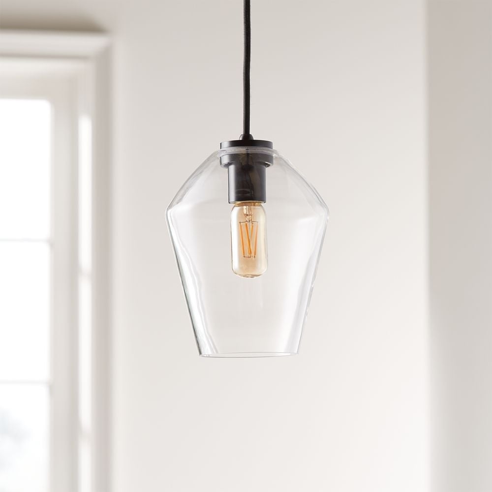 Arren Black Single Pendant Light with Clear Angled Shade - Image 0