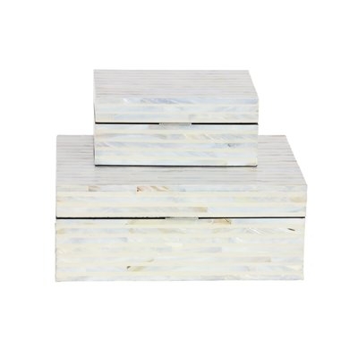 Wood Mop 2 Piece Decorative Box Set / White - Image 0
