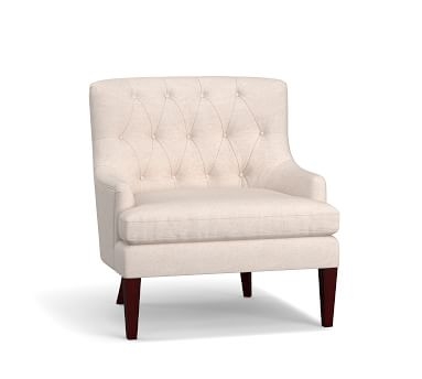 Haylen Upholstered Armchair, Down Blend Wrapped Cushions, Performance Brushed Basketweave Ivory - Image 1