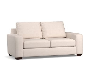 Big Sur Square Arm Upholstered Loveseat 76", Down Blend Wrapped Cushions, Performance Heathered Tweed Ivory - Image 1