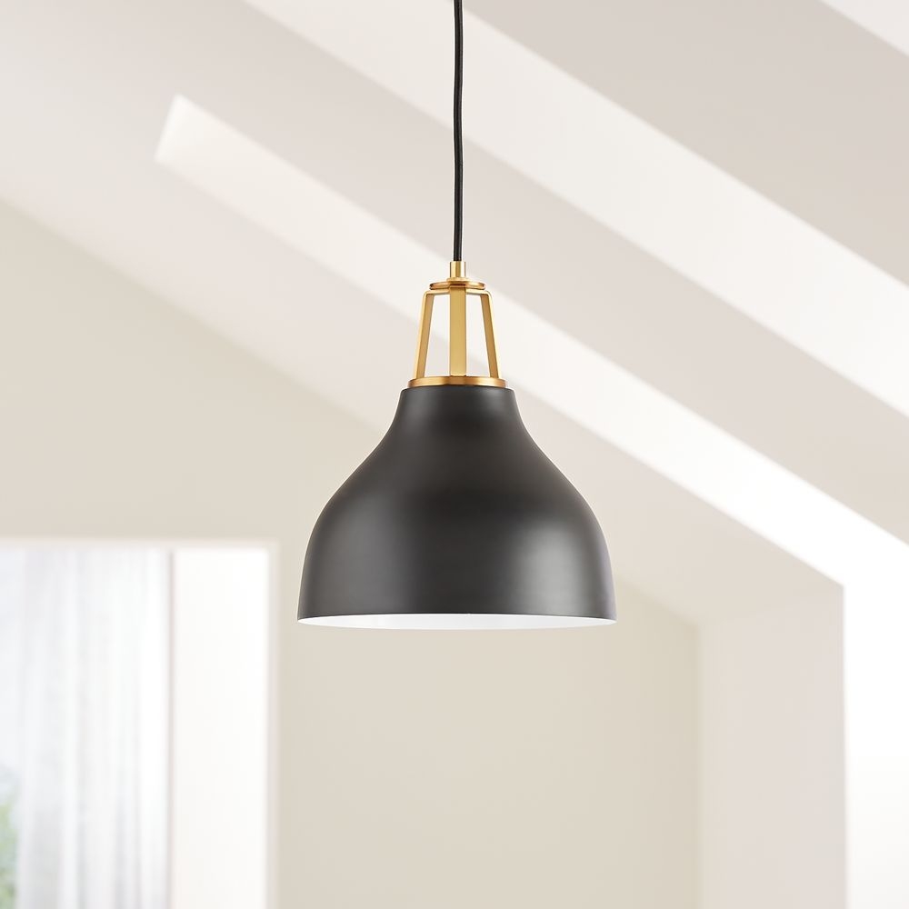 Maddox Black Bell Small Pendant Light with Brass Socket - Image 0