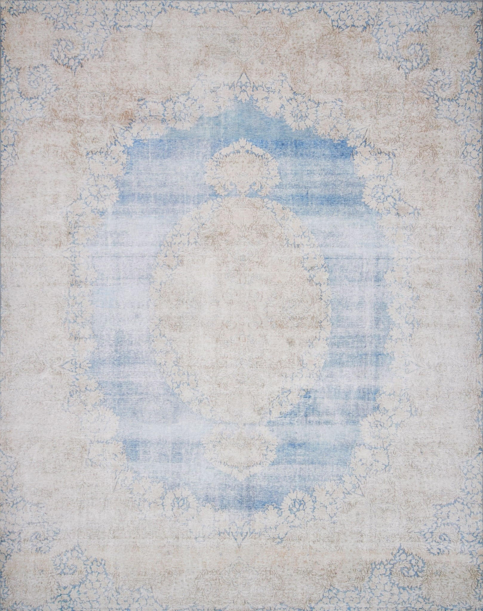 Magnolia Home by Joanna Gaines x Loloi Lucca LF-06 Lt. Blue / Sand 18" x 18" Sample - Image 0