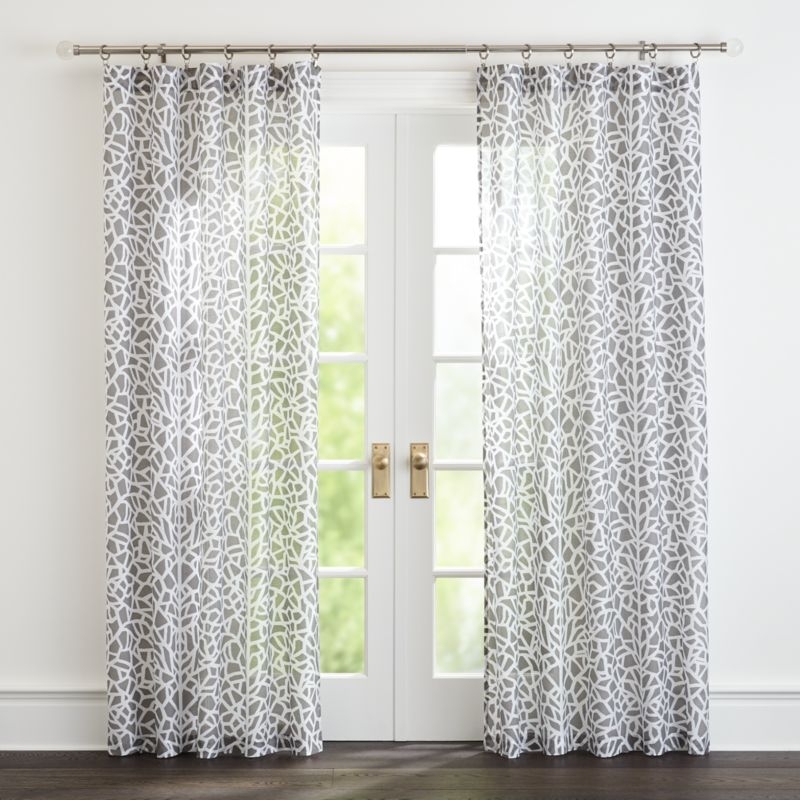 Mattea Grey and White Curtain Panel 48"x108" - Image 1