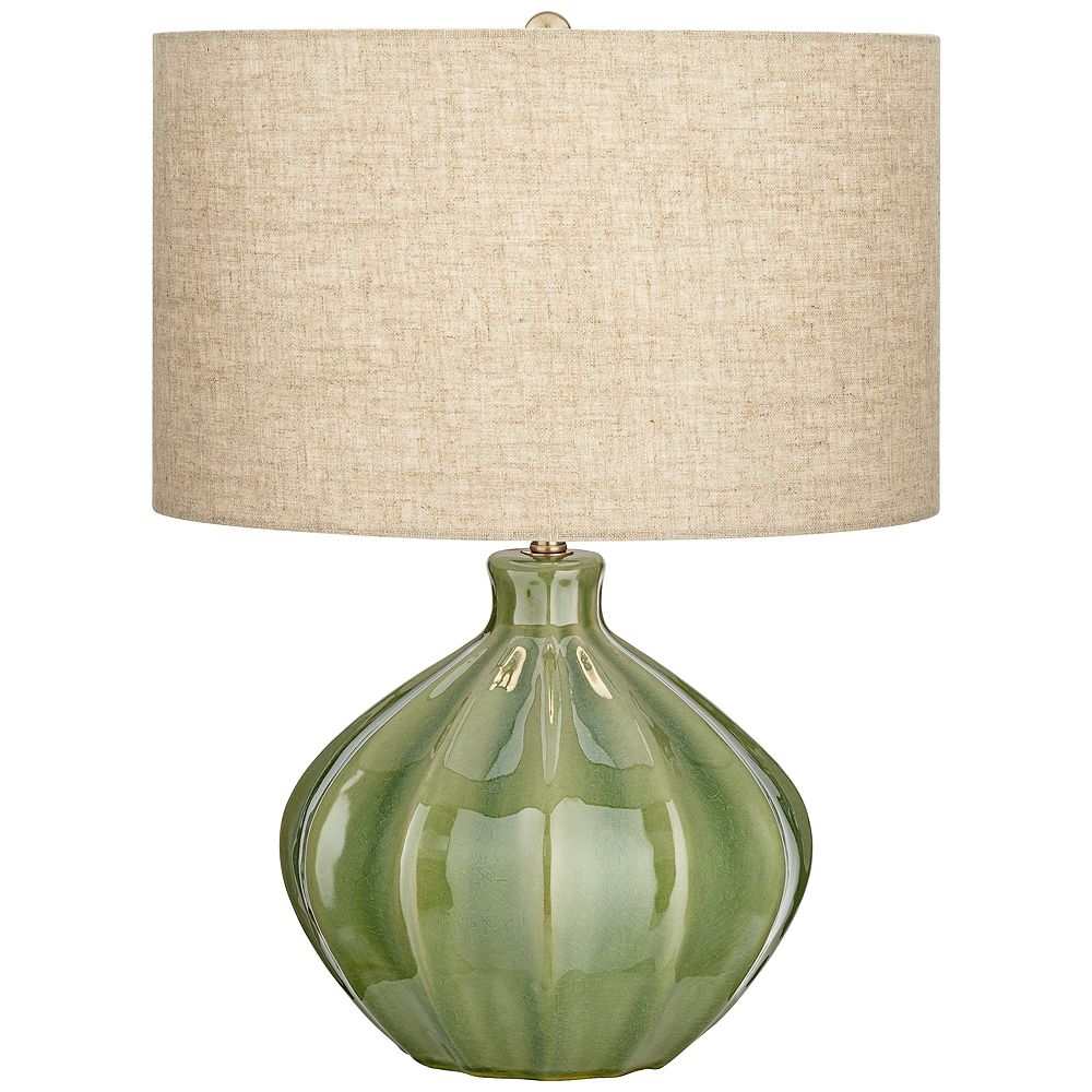 360 Lighting Gordy 20 1/2" Mid-Century Modern Green Ceramic Table Lamp - Image 0
