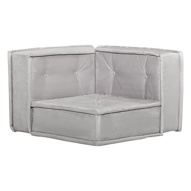 Cushy Lounge Corner Chair, Light Gray Faux-Suede, QS UPS - Image 0
